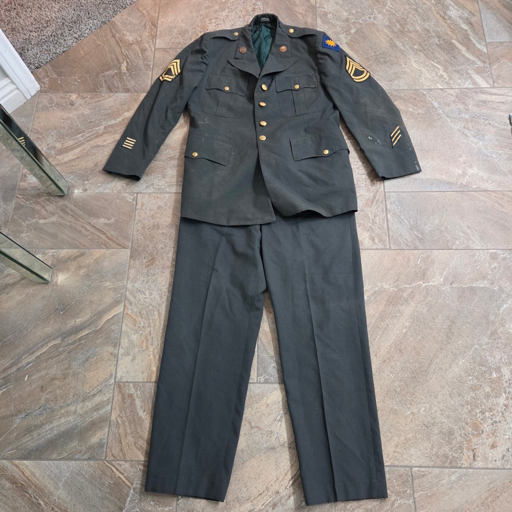 Vintage US Army Uniform Jacket and Pants Set Sergeant Rank